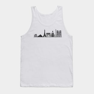 Paris Skyline in black with details Tank Top